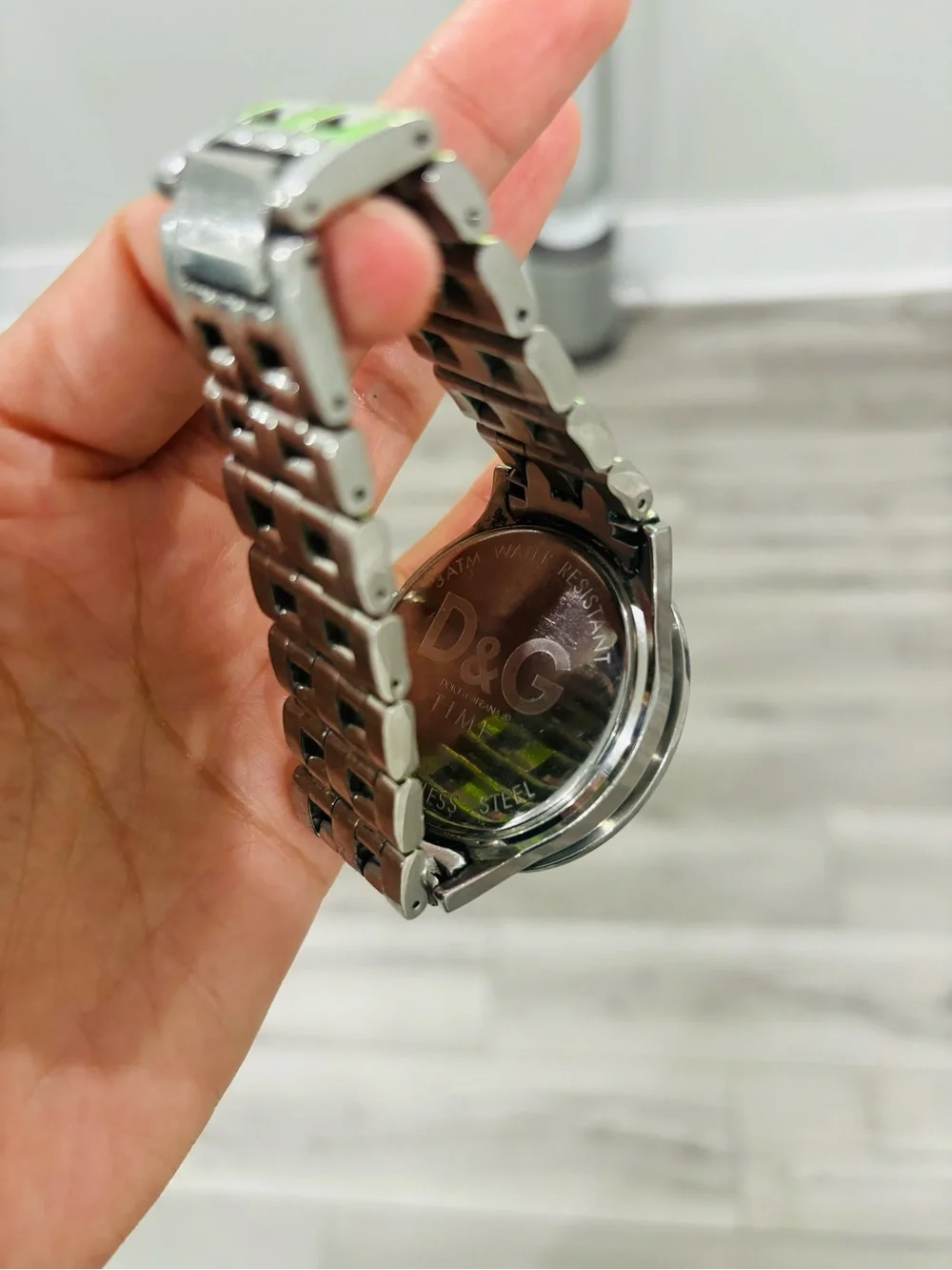 D&G Silver Tone Crystal Logo Bracelet Watch